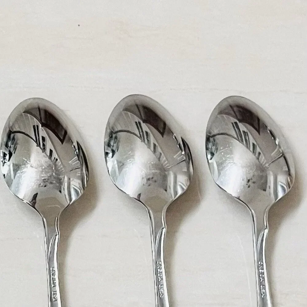 3pc ONEIDA Flight-Reliance Stainless Oval Soup Spoon 6 3/4” Glossy Flatware USA